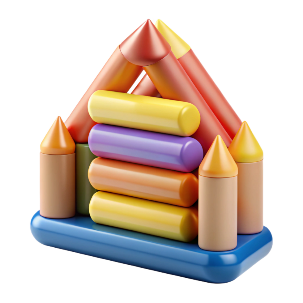 dreamy fascinating Frame made of stackeangluepencils, colorful wood, studio lighting, front view, render, with transparent background,high-resolution product photography studio quality png