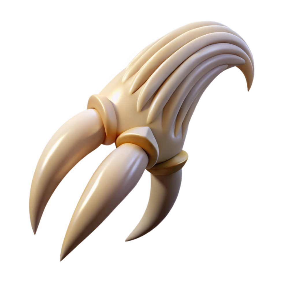 dramatic dazzling A realistic, feathereharpy talon, sharp ancurved, soft lighting, front view, isolateon transparent background,high-resolution product photography 4K png