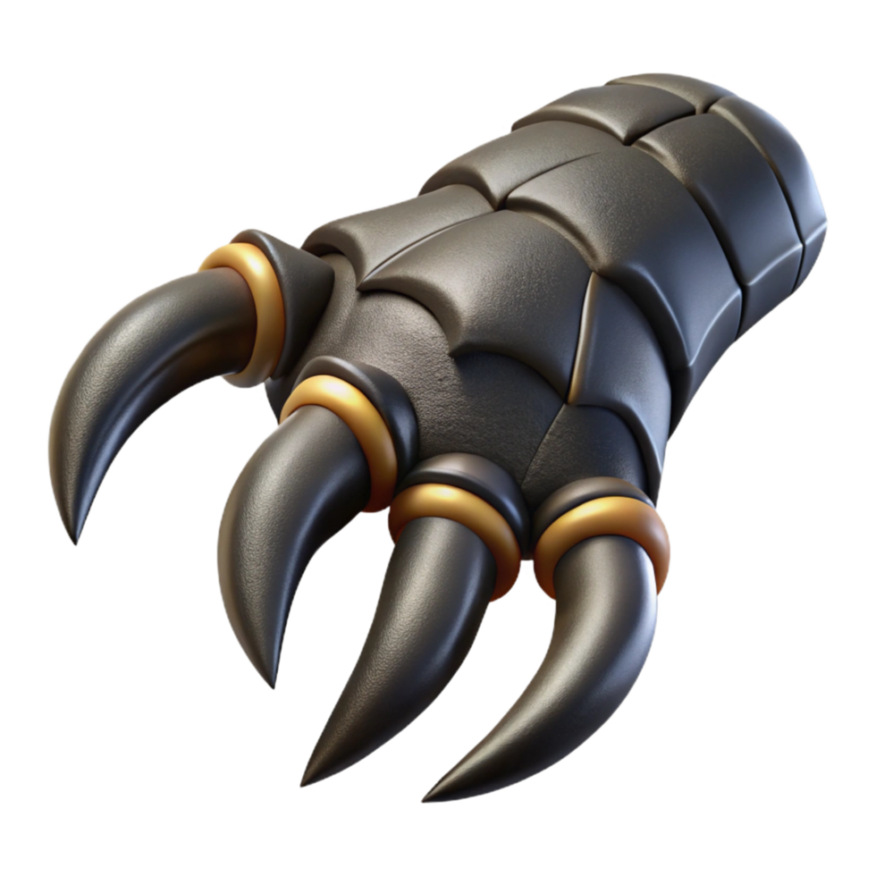 mesmerizing passionate gothic A single, articulatedragon claw, black scales ansharp talons, studio lighting, side view, isolateon transparent background,high-resolution product photography top-tier png