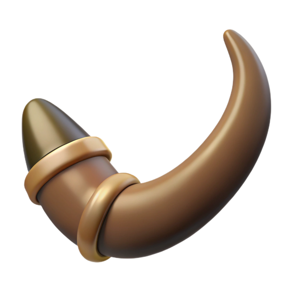 captivating mid-century A realistic, chitinous minotaur horn, textureanslightly curved, dramatic lighting, isolateon transparent background,high-resolution product photography crisp png