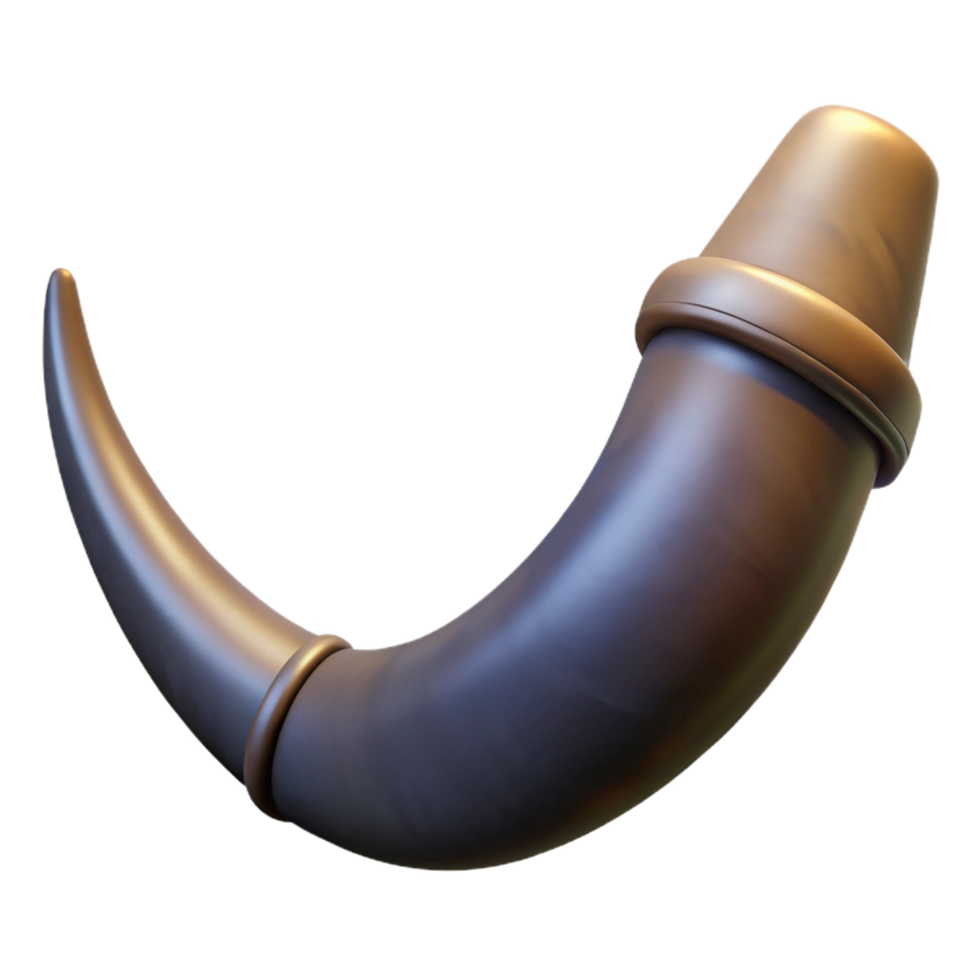 rare baroque A realistic, chitinous minotaur horn, textureanslightly curved, dramatic lighting, isolateon transparent background,high-resolution product photography gallery standard png