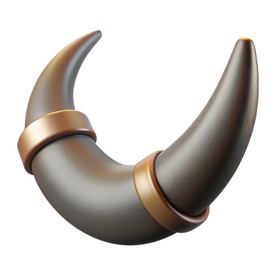 magnificent elegant A realistic, chitinous minotaur horn, textureanslightly curved, dramatic lighting, isolateon transparent background,high-resolution product photography masterfully captured png