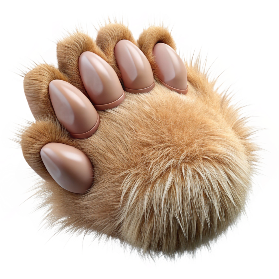 radiant coveteA realistic, furry sphinx paw, detailetextures of fur anclaws, studio lighting, top-down view, isolateon transparent background,high-resolution product photography png