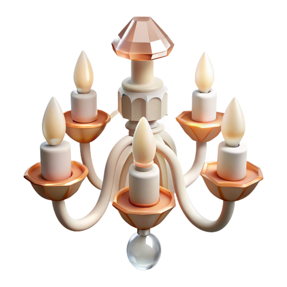 sought-after geometric Crystal chandelier, five arms, cascading crystals, soft lighting, top-down view, icon style, isolateon transparent background,high-resolution product photography flawless png