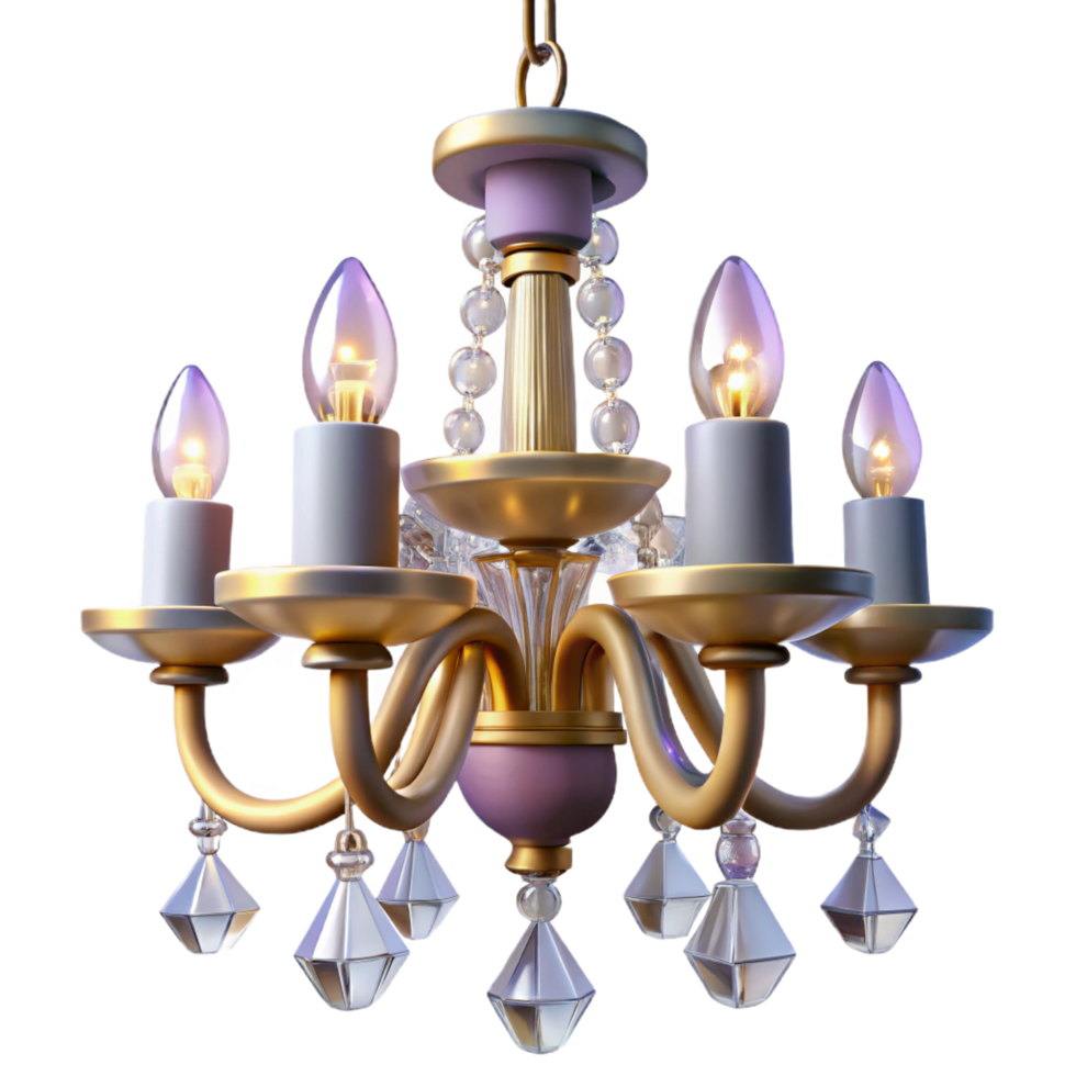 gorgeous nostalgic bohemian Crystal chandelier, ten arms, dangling prisms, sparkling in studio lighting, icon style, isolateon transparent background,high-resolution product photography detailed png