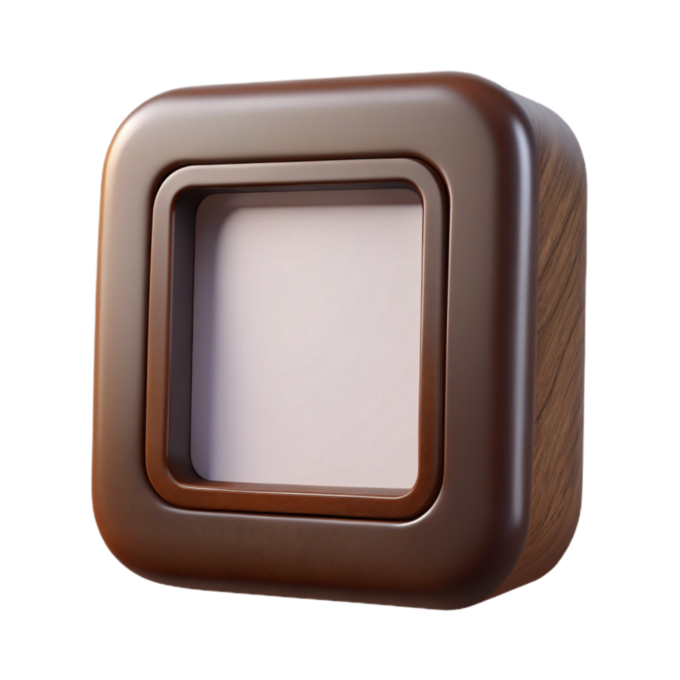 passionate spectacular Vintage square frame, dark wood, simple design, soft lighting, front view, icon style, isolateon transparent background,high-resolution product photography high quality png