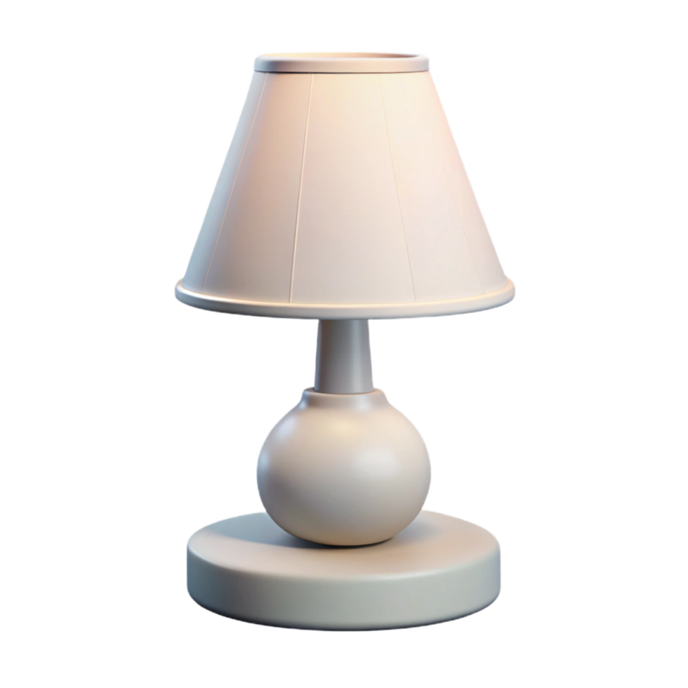 acclaimenordic White ceramic table lamp, cylindrical base, fabric shade, soft lighting, front view, isolateon transparent background,high-resolution product photography genuine png