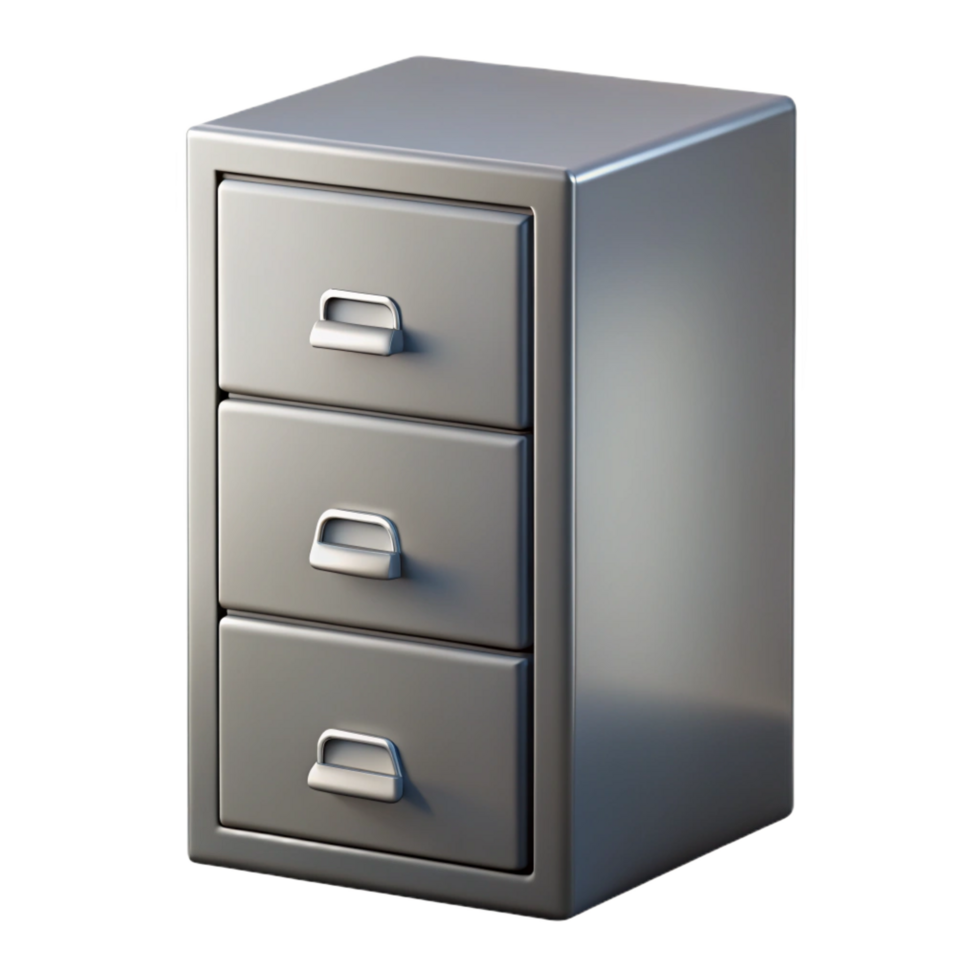 mesmerizing urban Metal filing cabinet, gray finish, lockable drawers, studio lighting, front view, isolateon transparent background,high-resolution product photography genuine png