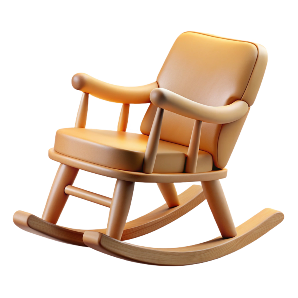 bolsumptuous Wooden rocking chair, curveback, paddeseat, soft lighting, side view, isolateon transparent background,high-resolution product photography perfect clarity png