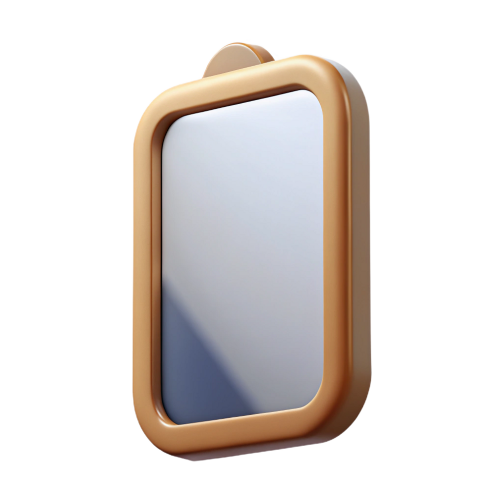 sumptuous unparalleleWall-mountemirror, rectangular shape, wooden frame, studio lighting, front view, isolateon transparent background,high-resolution product photography png