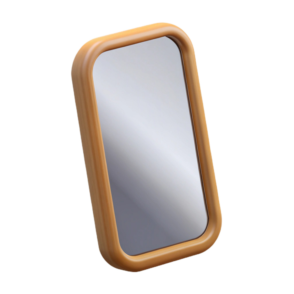 splendiunparalleleWall-mountemirror, rectangular shape, wooden frame, studio lighting, front view, isolateon transparent background,high-resolution product photography png