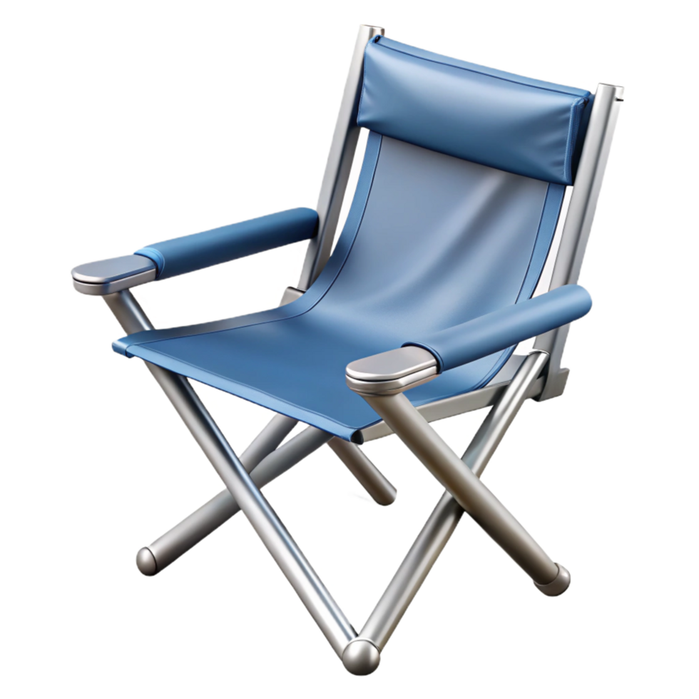 alluring tranquil contemporary Foldable camping chair, lightweight aluminum frame, fabric seat, studio lighting, side view, with transparent background,high-resolution product photography luxury png