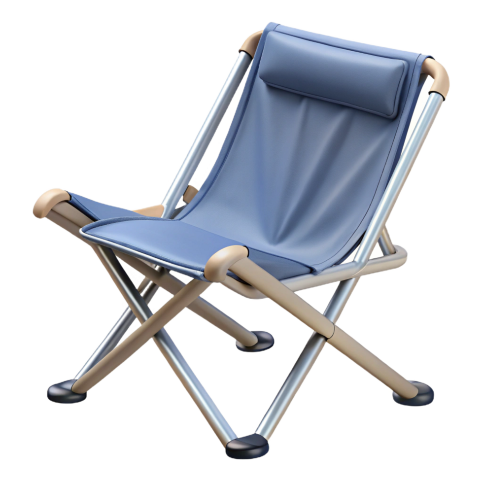 intense extraordinary Foldable camping chair, lightweight aluminum frame, fabric seat, studio lighting, side view, with transparent background,high-resolution product photography flawless png