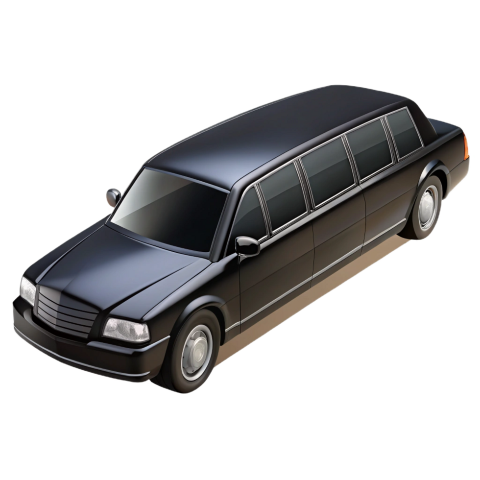 exceptional abstract Black limousine, tintewindows, glossy finish, dramatic lighting, side view, product shot, isolateon transparent background,high-resolution product photography artisan png