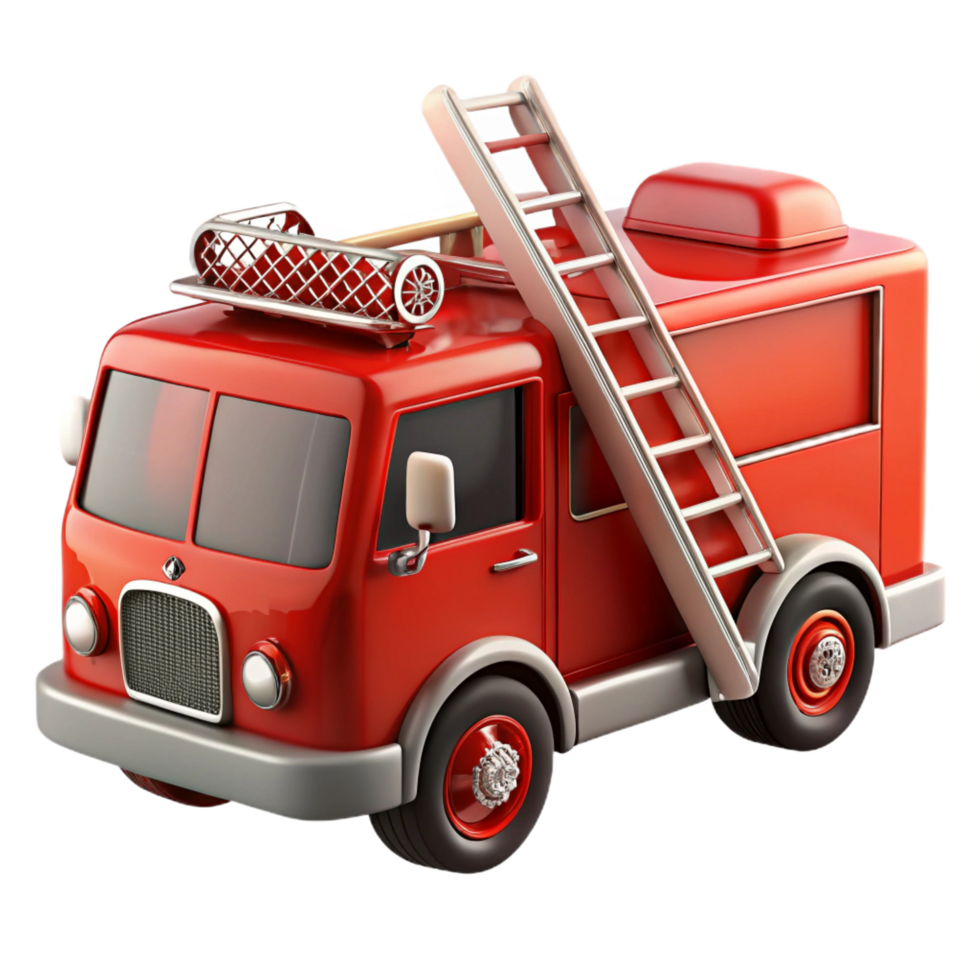 sumptuous acclaimeRefiretruck, extendeladder, glossy finish, dramatic lighting, front view, product shot, isolateon transparent background,high-resolution product photography png