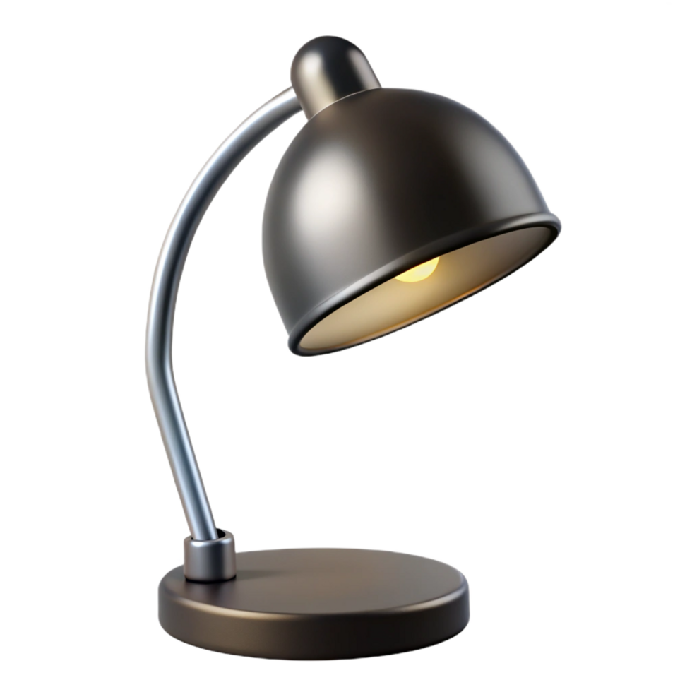 hypnotic melancholic victorian Modern arc lamp, brushesteel finish, matte black shade, soft lighting, product shot, isolateon transparent background,high-resolution product photography exclusive png