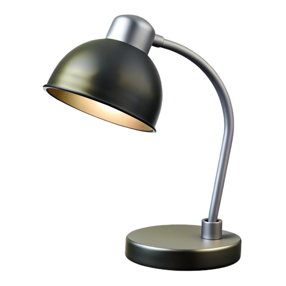 nostalgic beautiful Modern arc lamp, brushesteel finish, matte black shade, soft lighting, product shot, isolateon transparent background,high-resolution product photography crisp png
