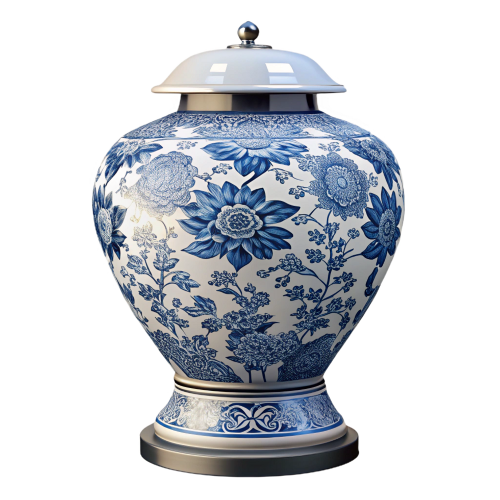 extraordinary bohemian Porcelain table lamp, intricate Chinoiserie design, soft diffuselighting, front view, product shot, isolateon transparent background,high-resolution product photography 4K png