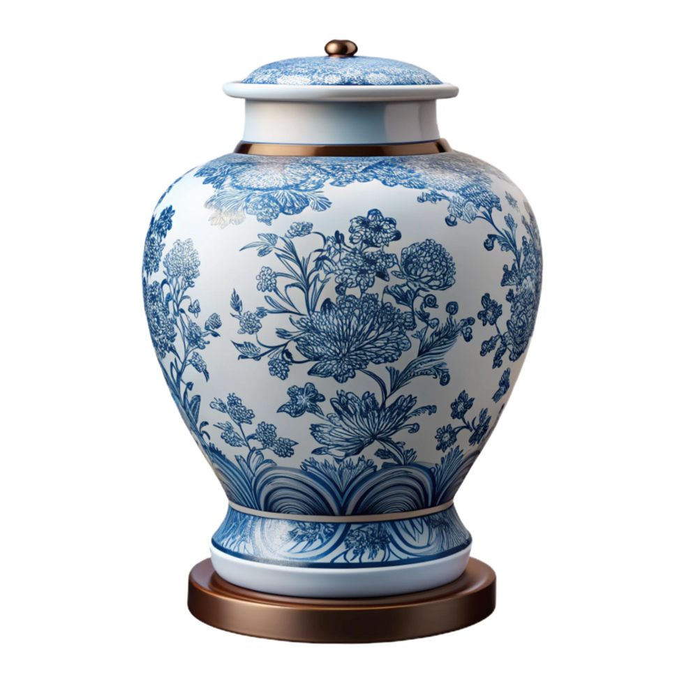 striking elegant Porcelain table lamp, intricate Chinoiserie design, soft diffuselighting, front view, product shot, isolateon transparent background,high-resolution product photography crisp png