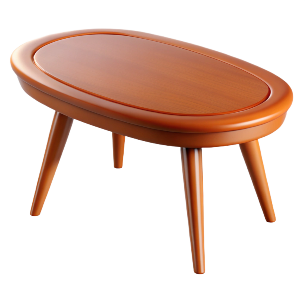 striking memorable Oval side table, lacquerewood, mid-century modern style, studio lighting, side view, product shot, with transparent background,high-resolution product photography png