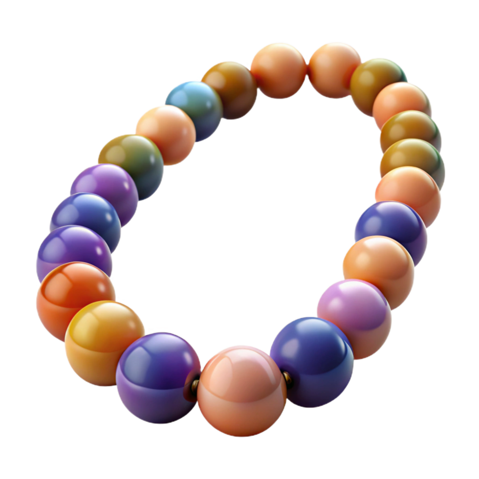 fascinating signature Beadenecklace, multicoloreglass beads, matte finish, soft lighting, draped, front view, artistic, isolateon transparent background,high-resolution product photography png