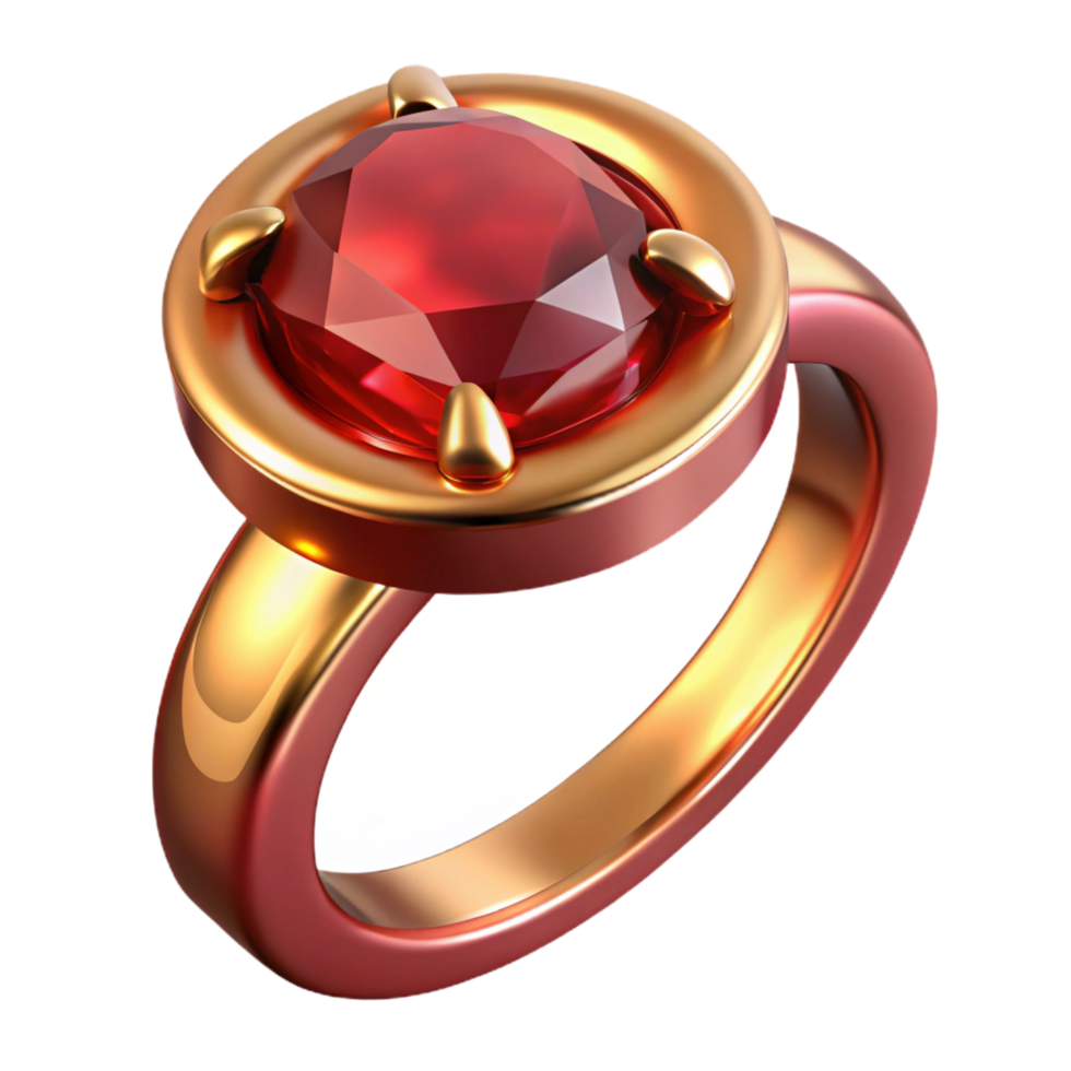 alluring bohemian Garnet ring, deep regemstone, vintage golsetting, soft lighting,matte finish, artistic, with transparent background,high-resolution product photography genuine png