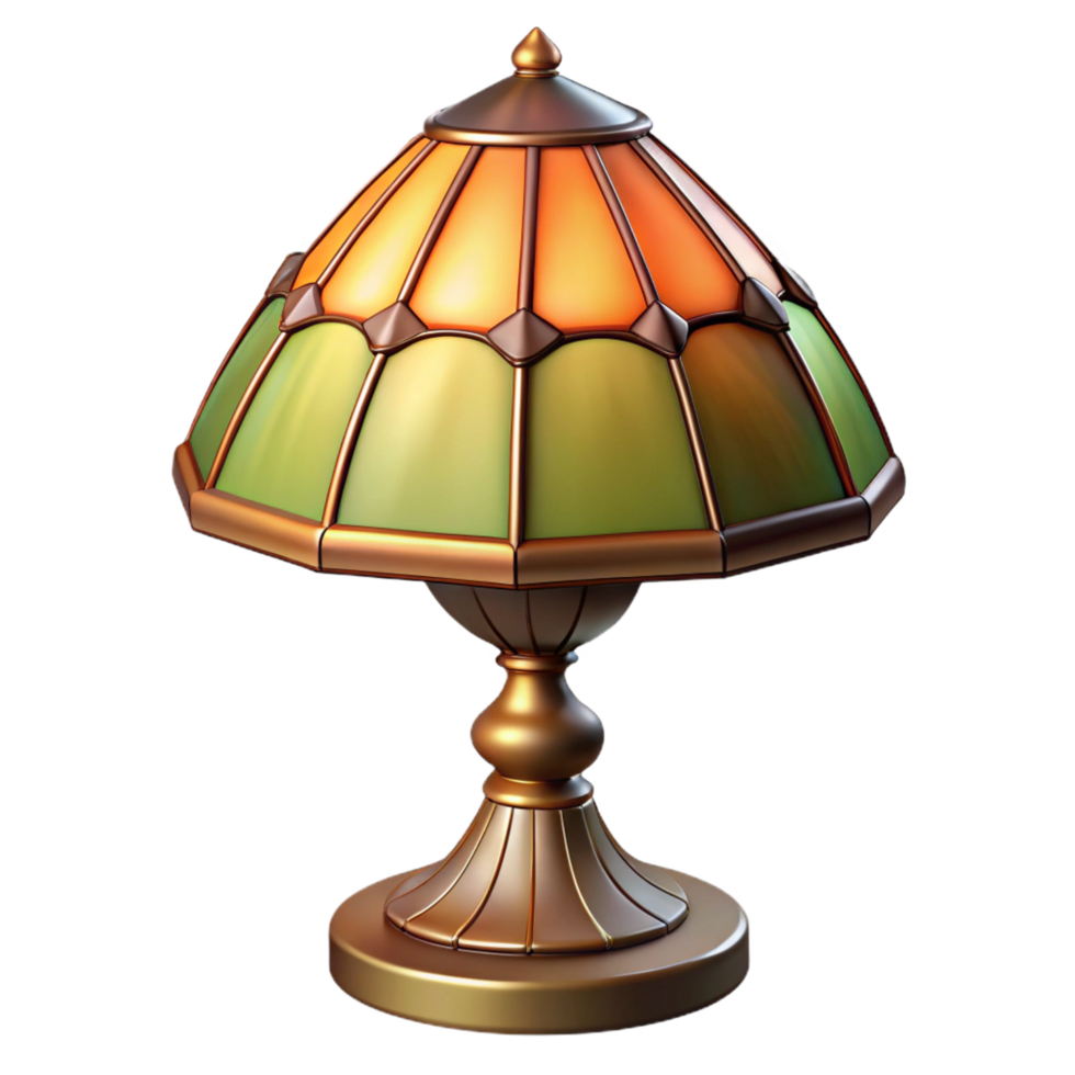 mysterious pristine Tiffany-style lamp, staineglass shade, soft lighting, side view, detaileillustration, isolateon transparent background,high-resolution product photography elite png