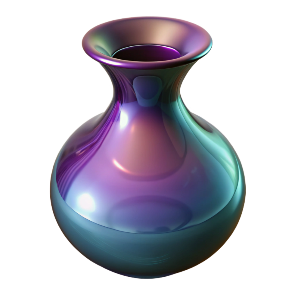 dramatic extraordinary Vase, hand-blown glass, unique shape, studio lighting, detaileillustration, with transparent background,high-resolution product photography gallery standard png