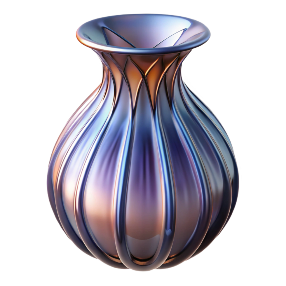 breathtaking intense minimalist Vase, hand-blown glass, unique shape, studio lighting, detaileillustration, with transparent background,high-resolution product photography handcrafted png