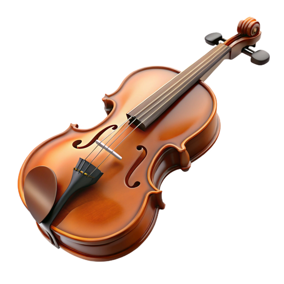 exquisite exceptional Violin, Stradivarius model, antique varnish, soft lighting, front view, render, isolateon transparent background,high-resolution product photography png