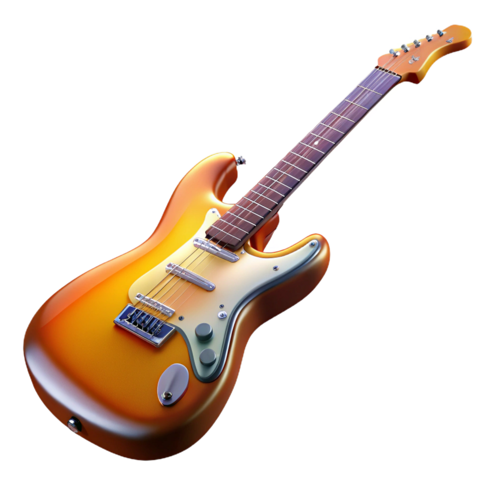 gorgeous modern Electric guitar, Stratocaster style, sunburst finish, glossy, studio lighting, render, isolateon transparent background,high-resolution product photography ultra HD png