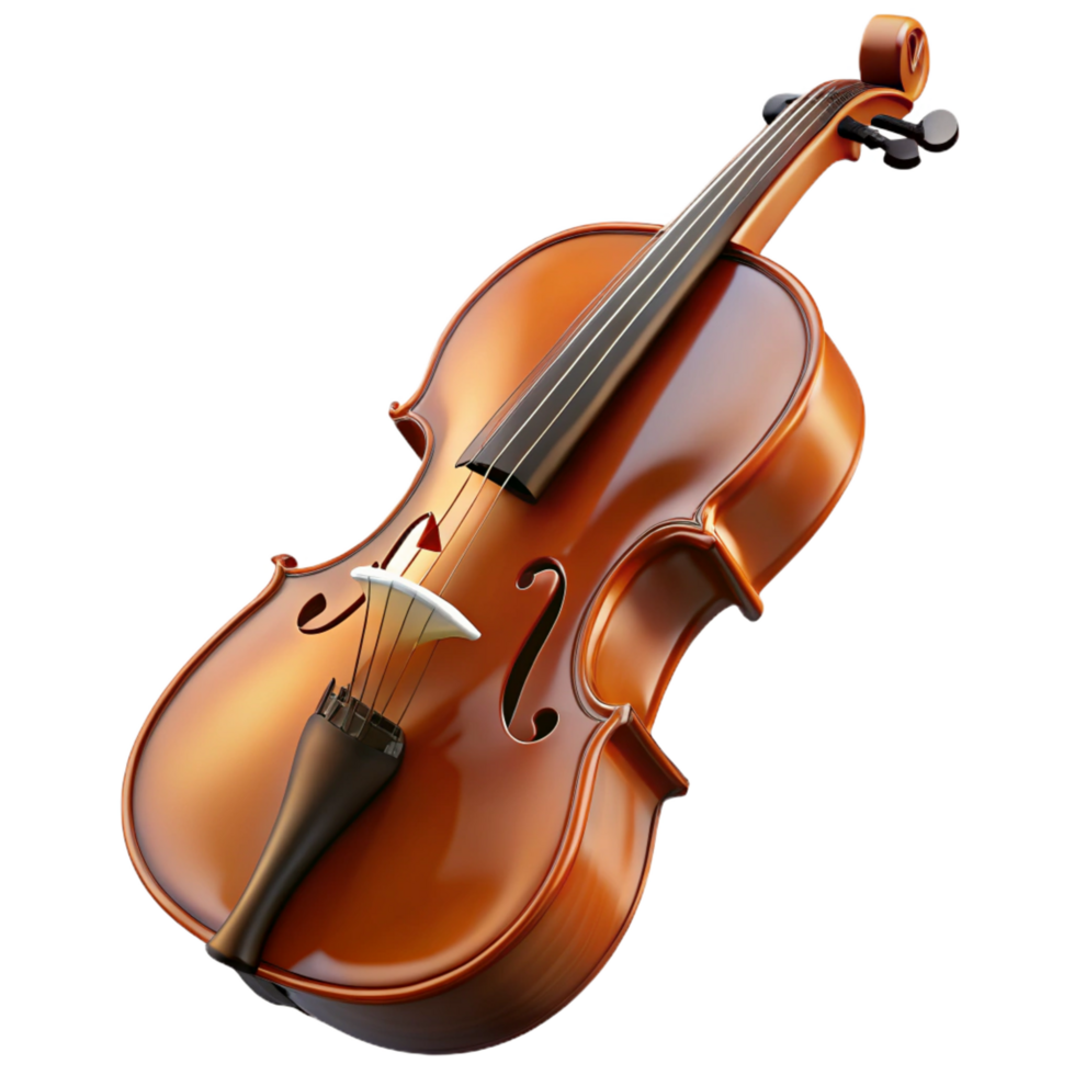 dramatic standout Cello, brown woofinish, glossy, dramatic lighting, side view, with bow, render, isolateon transparent background,high-resolution product photography png