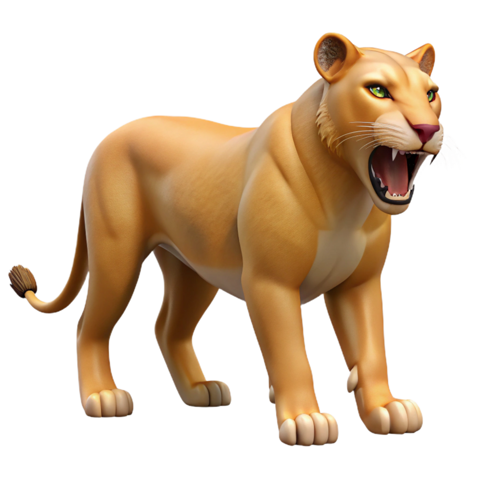 mesmerizing acclaimeLioness mid-roar, sharp teeth visible, studio lighting, side view, photorealistic, isolateon transparent background,high-resolution product photography png