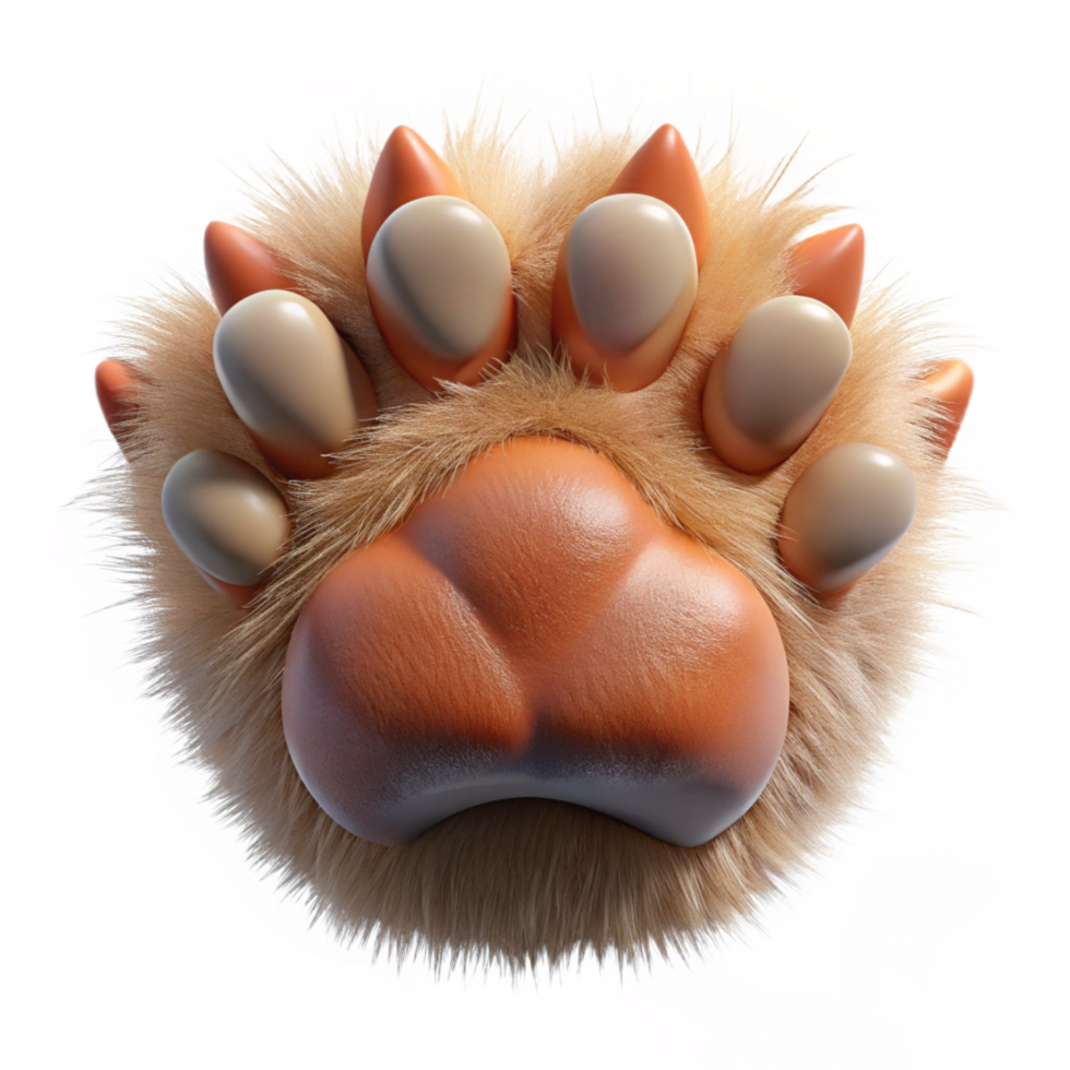 glorious ethereal rustic Lion paw, extendeclaws, detailefur anpads, studio lighting, top-down view, photorealistic, isolateon transparent background,high-resolution product photography luxury png