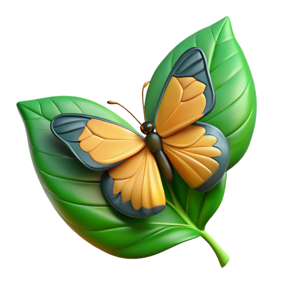 pristine playful surreal Butterfly, resting on a leaf leaf removein post, soft lighting, top-down view, photorealistic, isolateon transparent background,high-resolution product photography precision png