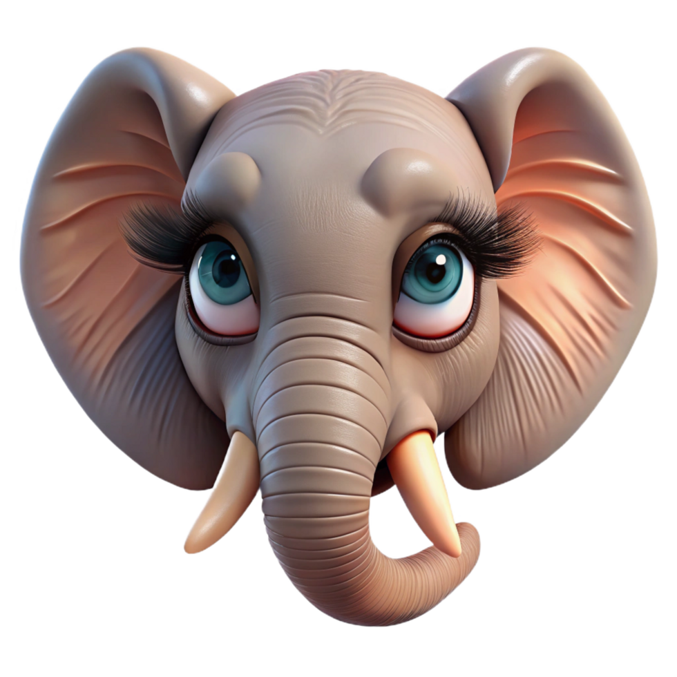 melancholic mesmerizing Close-up of elephant eye, long eyelashes, studio lighting, photorealistic, isolateon transparent background,high-resolution product photography authentic png
