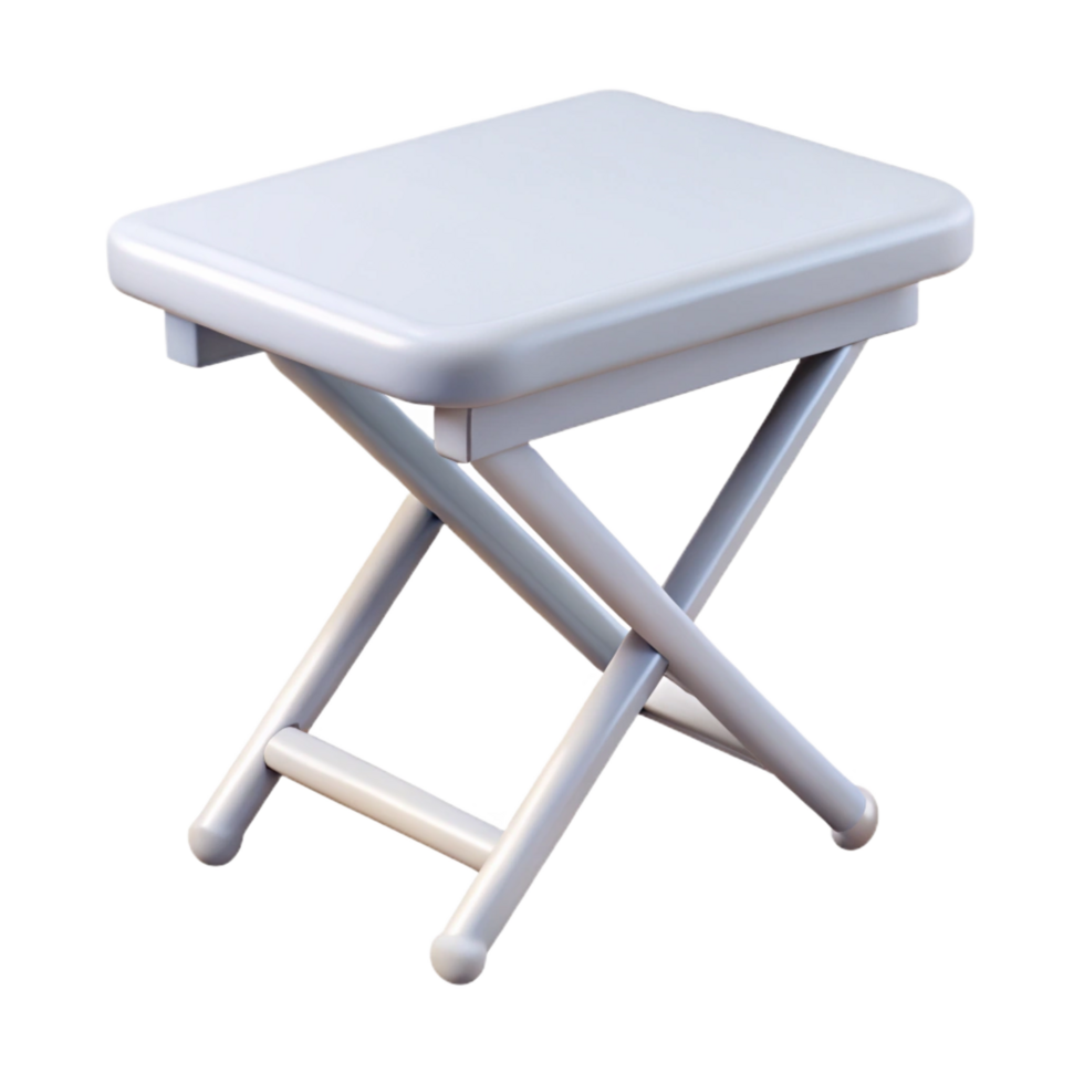elegant standout Rectangular folding table, white plastic, matte finish, front view, bright lighting, isolateon transparent background,high-resolution product photography png
