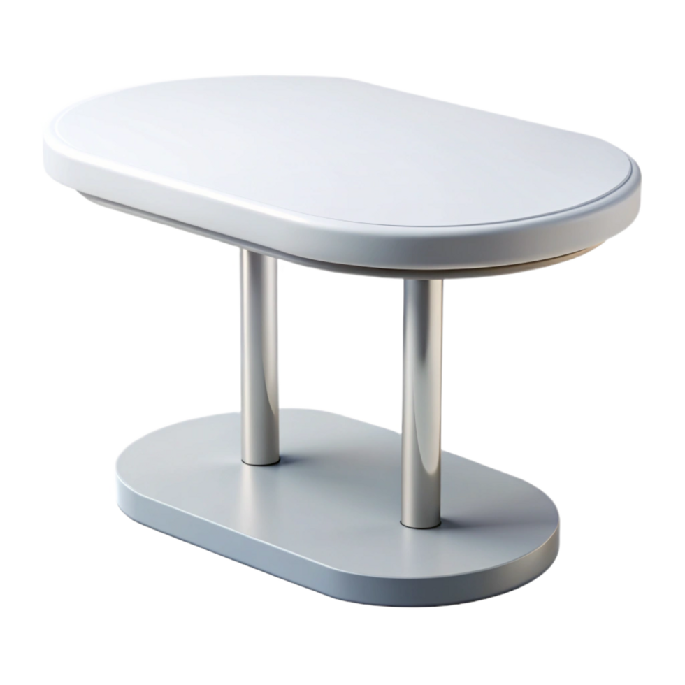 impressive industrial Modern minimalist table, white lacquer, sleek design, studio lighting, side view, isolateon transparent background,high-resolution product photography exclusive png