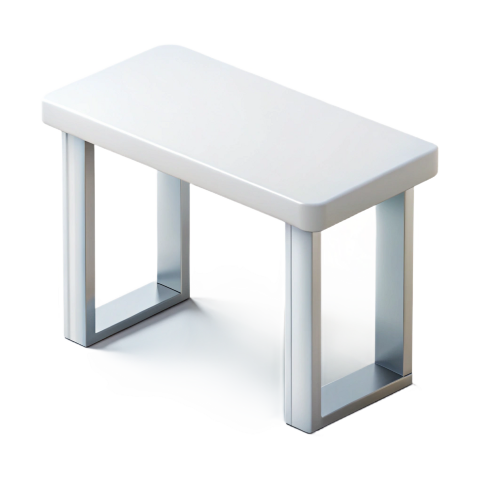 gorgeous signature Modern minimalist table, white lacquer, sleek design, studio lighting, side view, isolateon transparent background,high-resolution product photography png