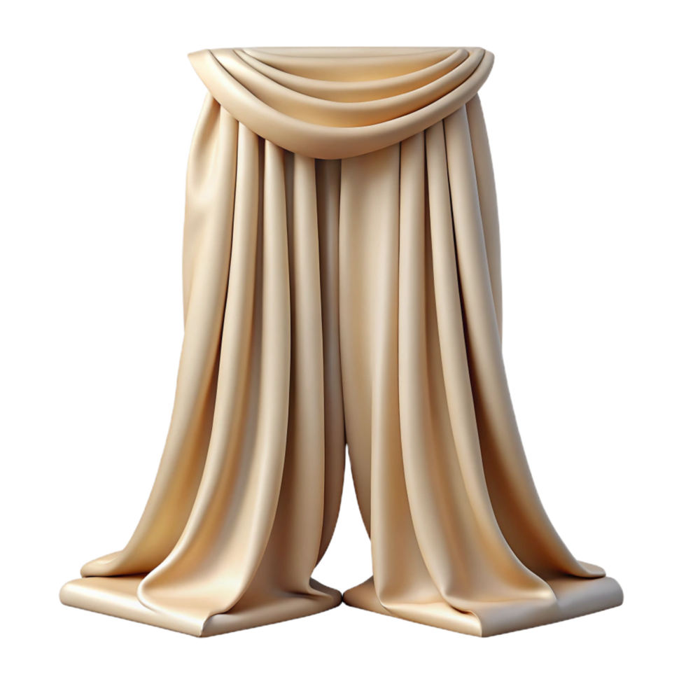 standout victorian Linen curtain panel, beige, flowing fabric, soft lighting, front view, isolateon transparent background,high-resolution product photography detailed png