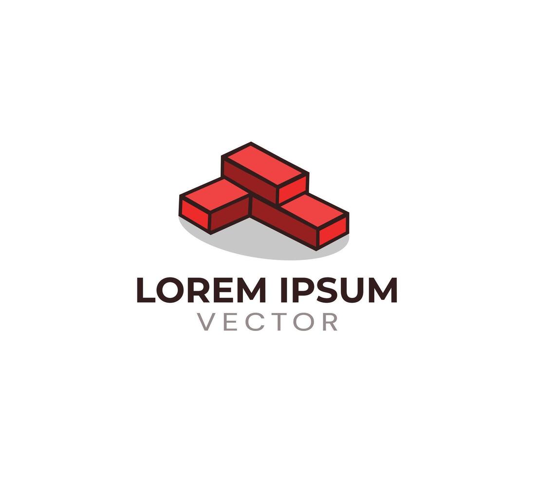 3D brick logo art design vector