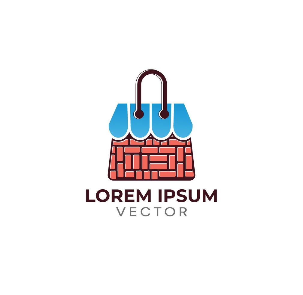 Brick wall bag door logo design vector