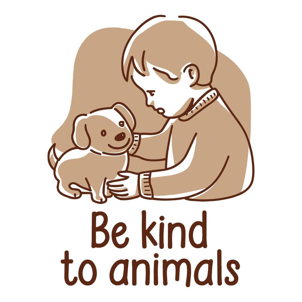 Be Kind to Animals T Shirt Design Kids vector