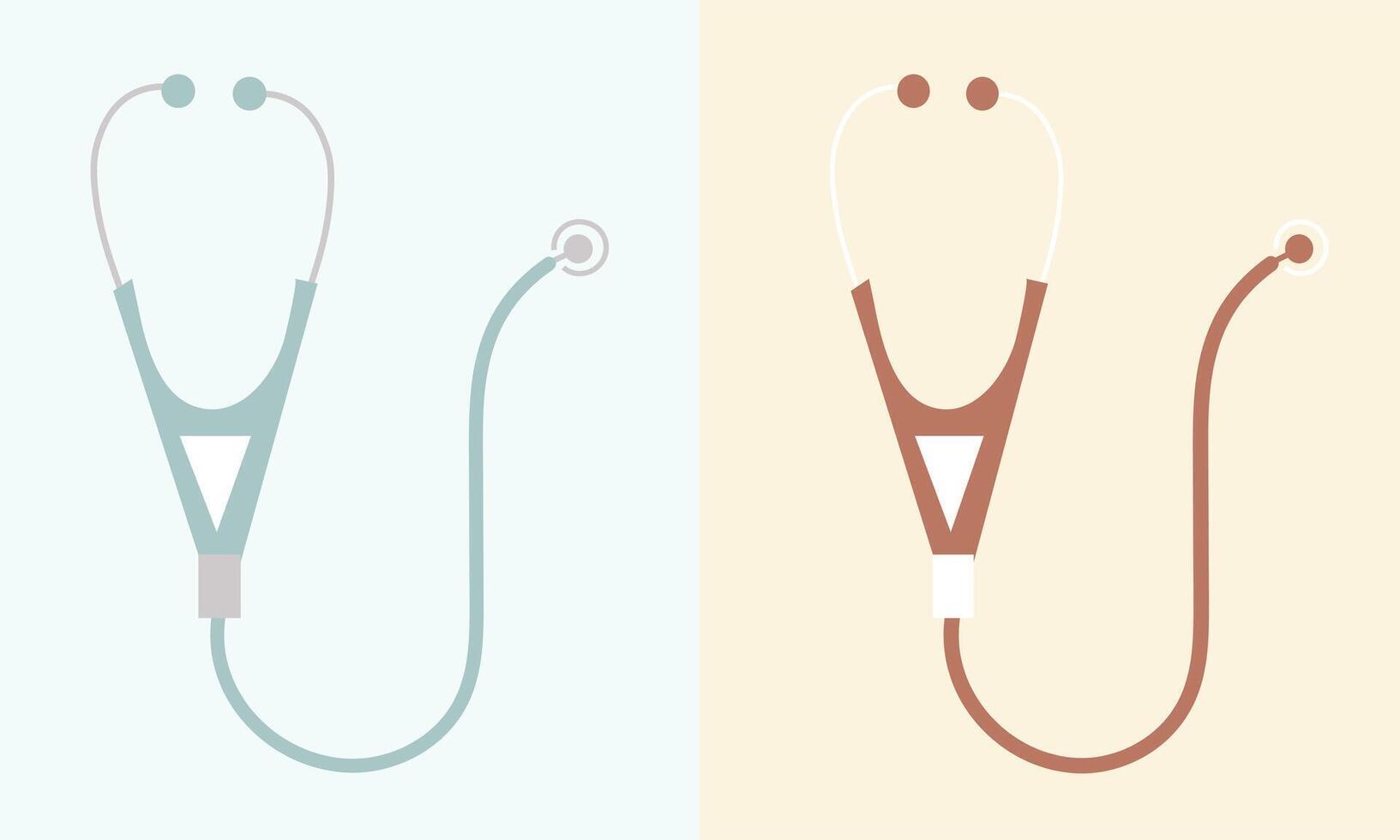 Stethoscope Illustration Set on Beige and Blue Background vector