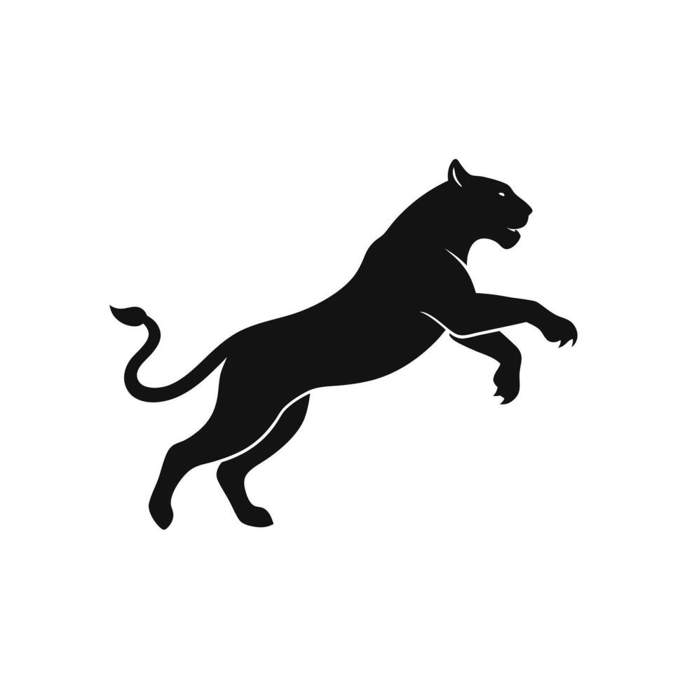 Tiger jump right side profile silhouette vector