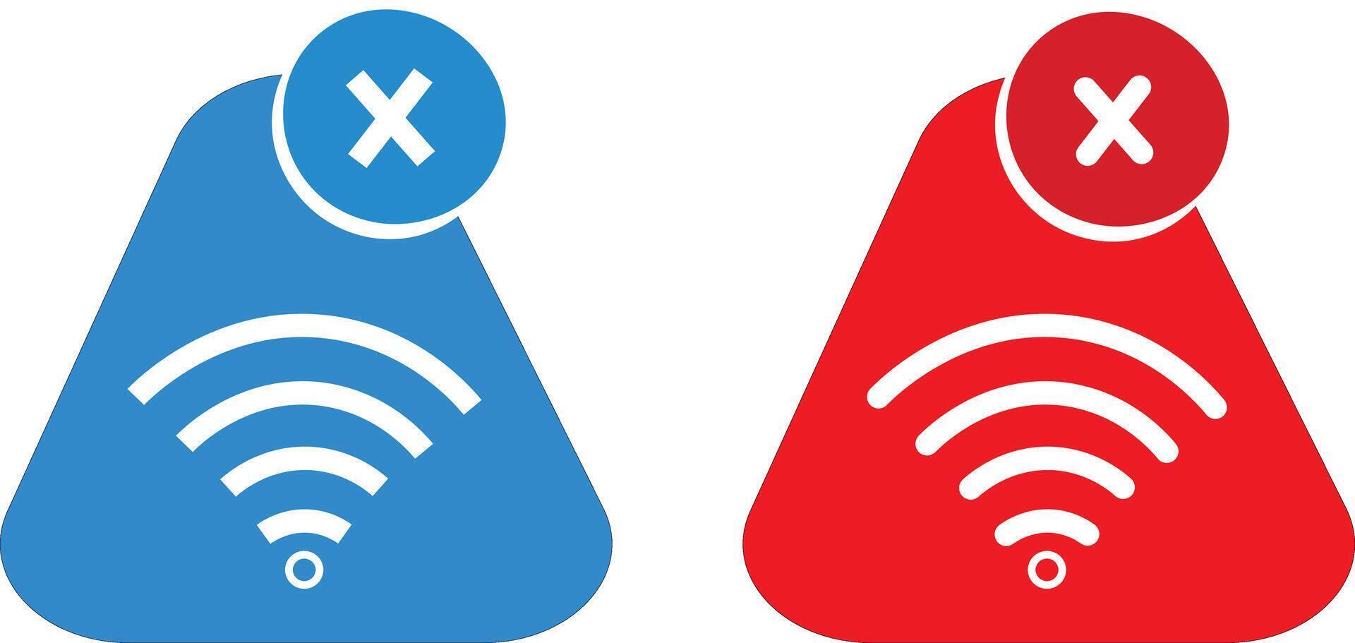 No wifi access signal icon, no internet no wireless offline icon sign illustration vector