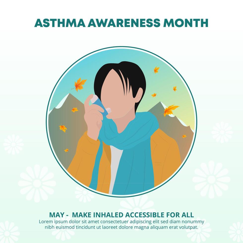 Asthma Awareness Month design with an asthma person with an inhalerAsthma Awareness Month design with an asthma person with an inhaler vector