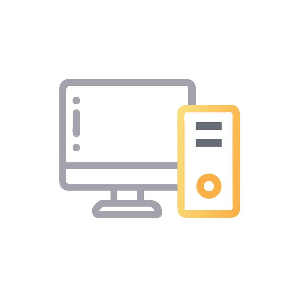 computer and monitor icon on white background vector