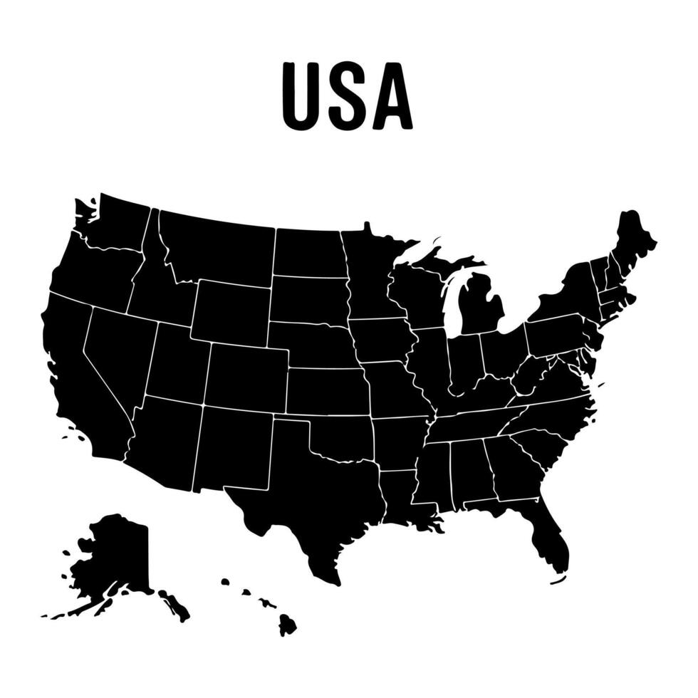 USA Map Black Illustration vector