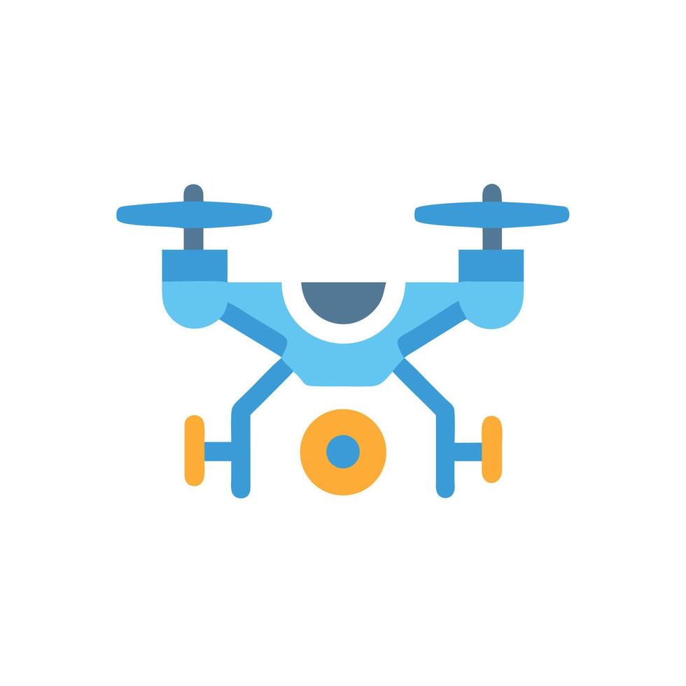 a blue and orange drone icon on a white background vector